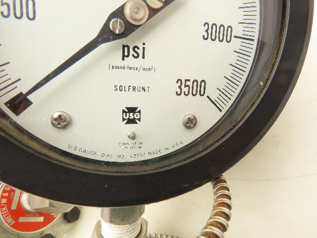 US Gauge 43257 Solfrunt Pressure Gauge w/Temp Sensor And Diaphragm 0-3500 5"Face