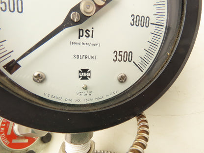 US Gauge 43257 Solfrunt Pressure Gauge w/Temp Sensor And Diaphragm 0-3500 5"Face