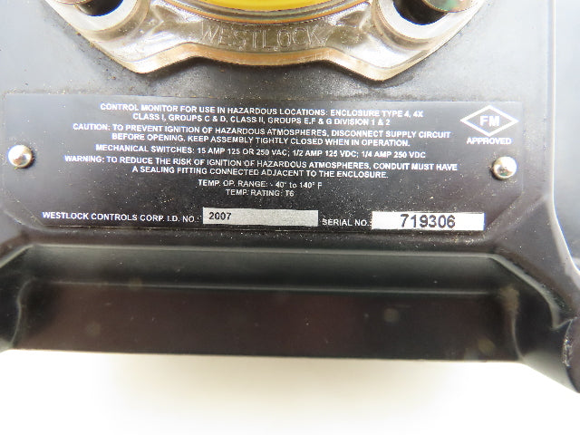 Westlock 2007 Beacon Valve position Monitor Type 4X 250VDC 15A 3/4"NPT