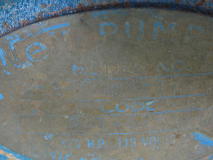 Well Pump Co. 2-240404-1/2 Cast Iron Centrifugal Pump 1/2HP 115V 2 Bolt Flange