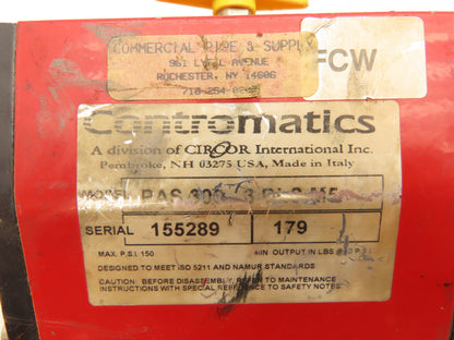 Circor Contromatics PAS-300-3-DLS-M5 Pneumatic Actuator 150Psi 3/4" NPT