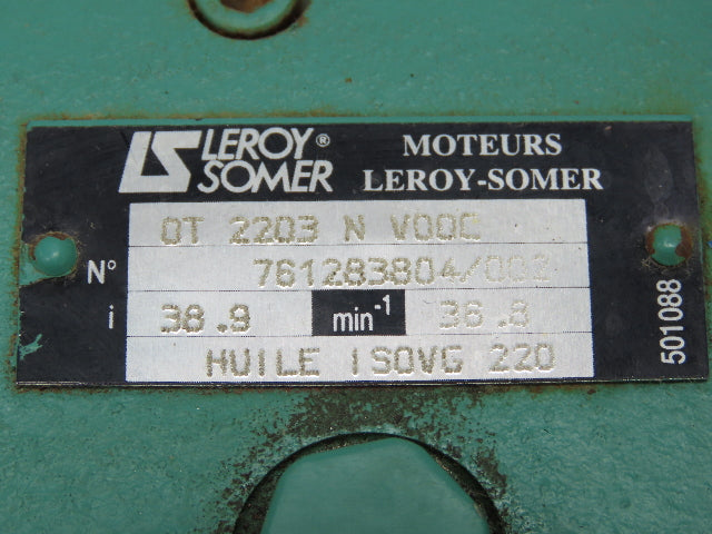 Leroy-Somer LSMVR-80L Gearbox Speed Reducer Motor 38.9:1 36.8 RPM 230/460V .55kW