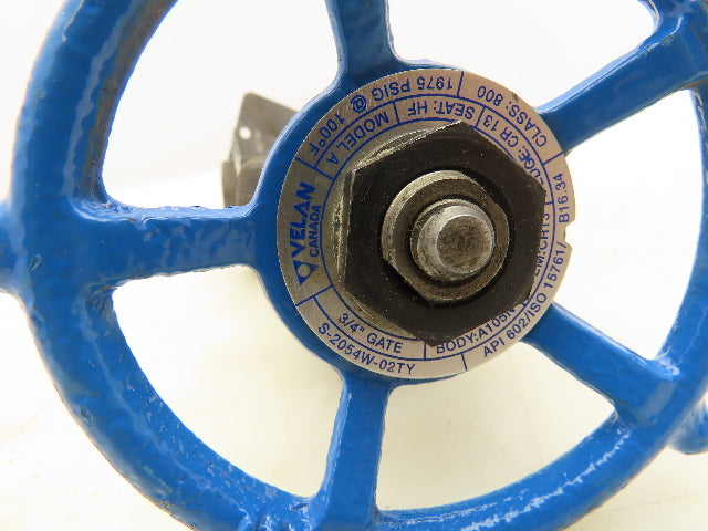 Velan S-2054W-02TY Steel Gate Valve 3/4" Threaded Class 800 1975PSI