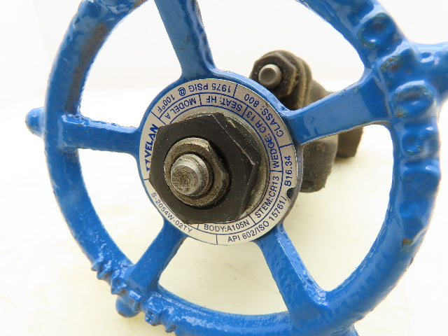 Velan S-2054W-02TY Steel Gate Valve 3/4" Threaded Class 800 1975PSI