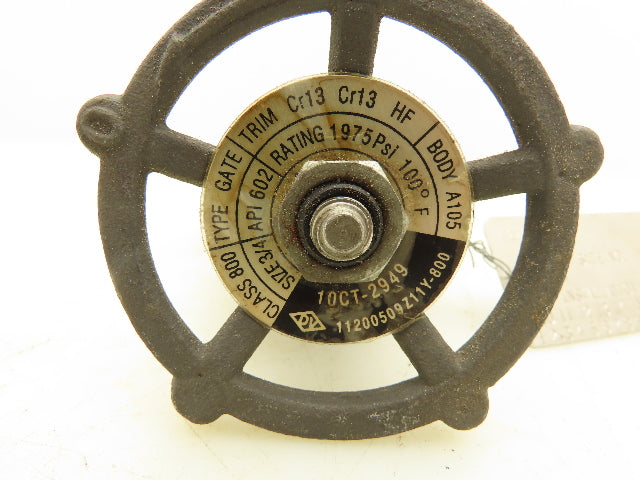 Davis Valve 10CT-2949 Socket Weld Gate Valve 3/4" 1975PSI@100°F
 A105N