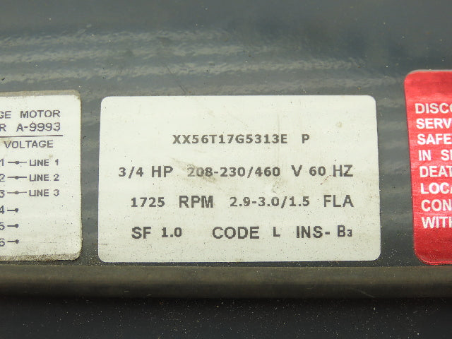 Marathon 56T17G5315E Explosion Proof AC Motor 3/4Hp 1725 RPM 230/460V 3PH 56 Fr