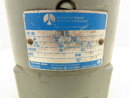 Boston Gear V92500T DC Motor 1/4Hp 1725RPM 90/100/50F 56 Frame Direct Current