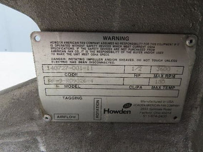 WEG Howden AF-9-R09026-4 Cast Aluminum Pressure Blower 230/460V 3470 RPM 9" Fan