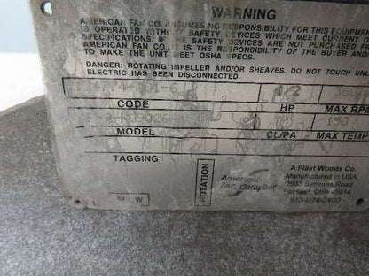 WEG  Howden AF-9-R09026-4 Cast Aluminum Pressure Blower 230/460V 3470 RPM 9" Fan