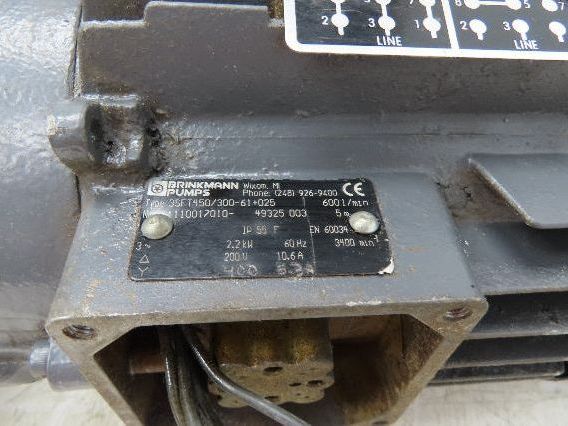 Brinkmann 3SFT450/300-61 Immersion Pump 158GPM 3400 RPM 2.2kW 200V 2-1/2" Ports