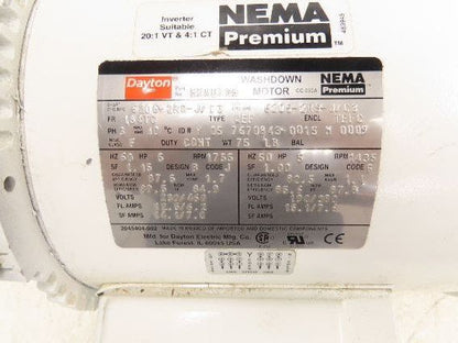 Dayton 5XAU7BH Electric Washdown Motor 5HP 1755 RPM 230/460V 3PH 184TC