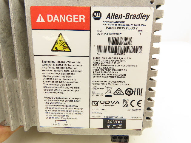 Allen Bradley 2711P-T7C22D9P HMI PanelView Plus 7 Operator Display Terminal
