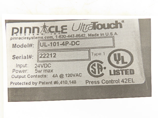 Pinnacle UL-101-4P Ultra-Touch Safety Switch Pushbutton 24V