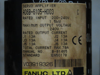 Fanuc A06B-6105-H003 AC Servo Drive Amplifier Circuit Board Module