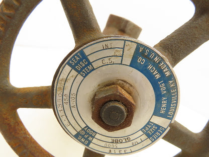 Henry Vogt 1331T Forged Steel Globe Valve 1-1/4" NPT Threaded