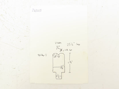 Press Brake Die 25-1/2" Long 90° V 1/2" Tang 1-3/32" W 1-3/4" H 45° Bevel