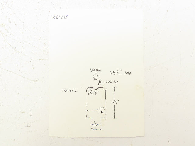 Press Brake Die 25-1/2" Long 90° V 1/2" Tang 1-3/32" W 1-3/4" H 45° Bevel