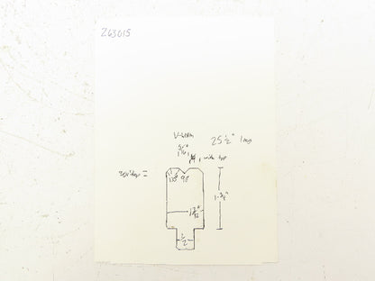 Press Brake Die 25-1/2" Long 90° V 1/2" Tang 1-3/32" W 1-3/4" H 45° Bevel