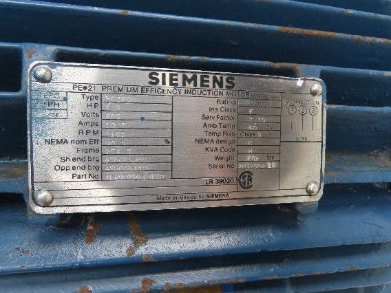 Siemens RGZESD PE-21 Plus AC Motor 7.5Hp 1165rpm 460V 3PH 254T Severe Duty