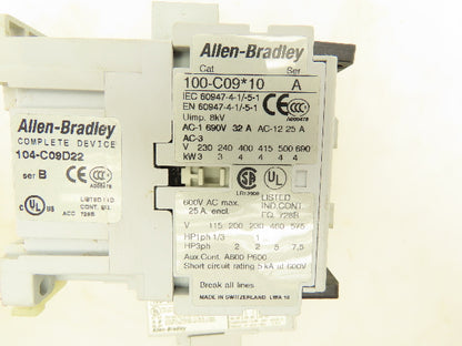 Allen Bradley 104-C09D22 Reversing Contactor Overload Relay 120V Coil