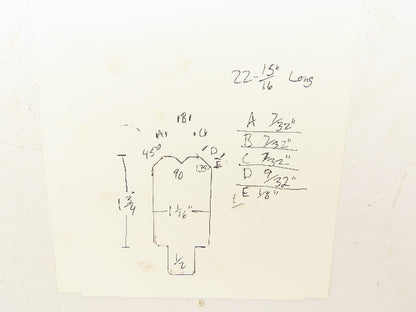 Press Brake Die 22-15/16" Long 90° V 1/2" Tang 1-1/16" Wide 1-3/4" H