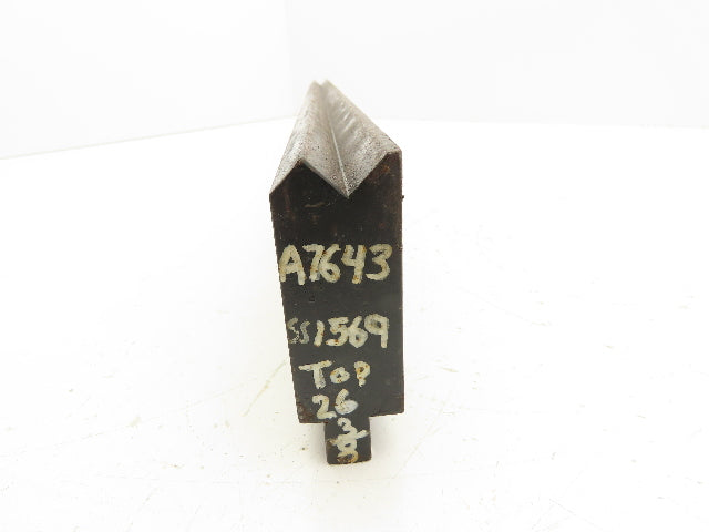 Press Brake Die 26-3/8" Long 90° V 1/2" Tang 1-1/8" W 2-3/4" H 11/16x3/8"