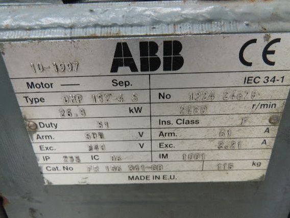 ABB DMP 132-4 S 500V DC Electric Motor 36Hp 26.8kW 61A 2480 RPM