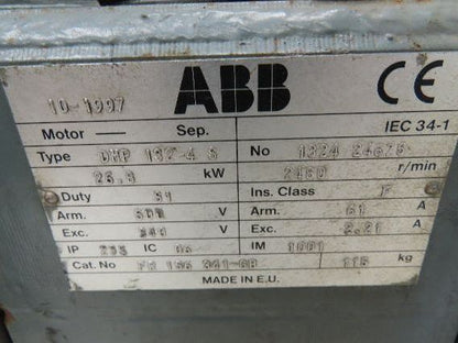 ABB DMP 132-4 S 500V DC Electric Motor 36Hp 26.8kW 61A 2480 RPM
