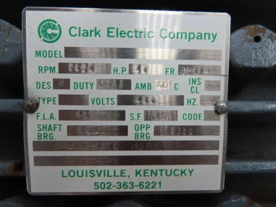 Baldor Electric AC Motor 40Hp 45A 3530 RPM 460V 3PH 324T Severe Duty  -Rebuilt