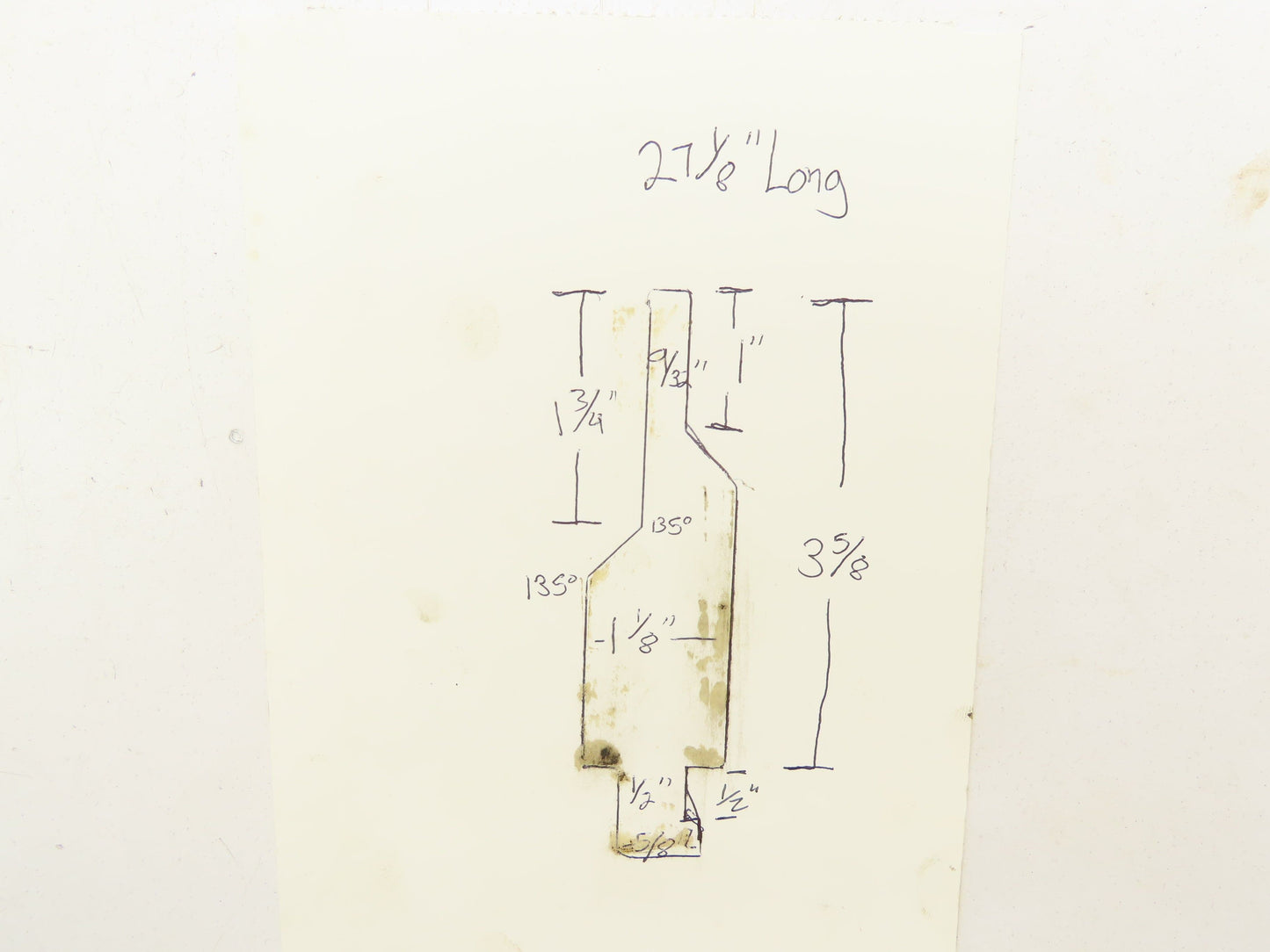 Press Brake Punch Die 27-1/8" Long 9/32" Square 1/2" Safety Tang 3-5/8" H