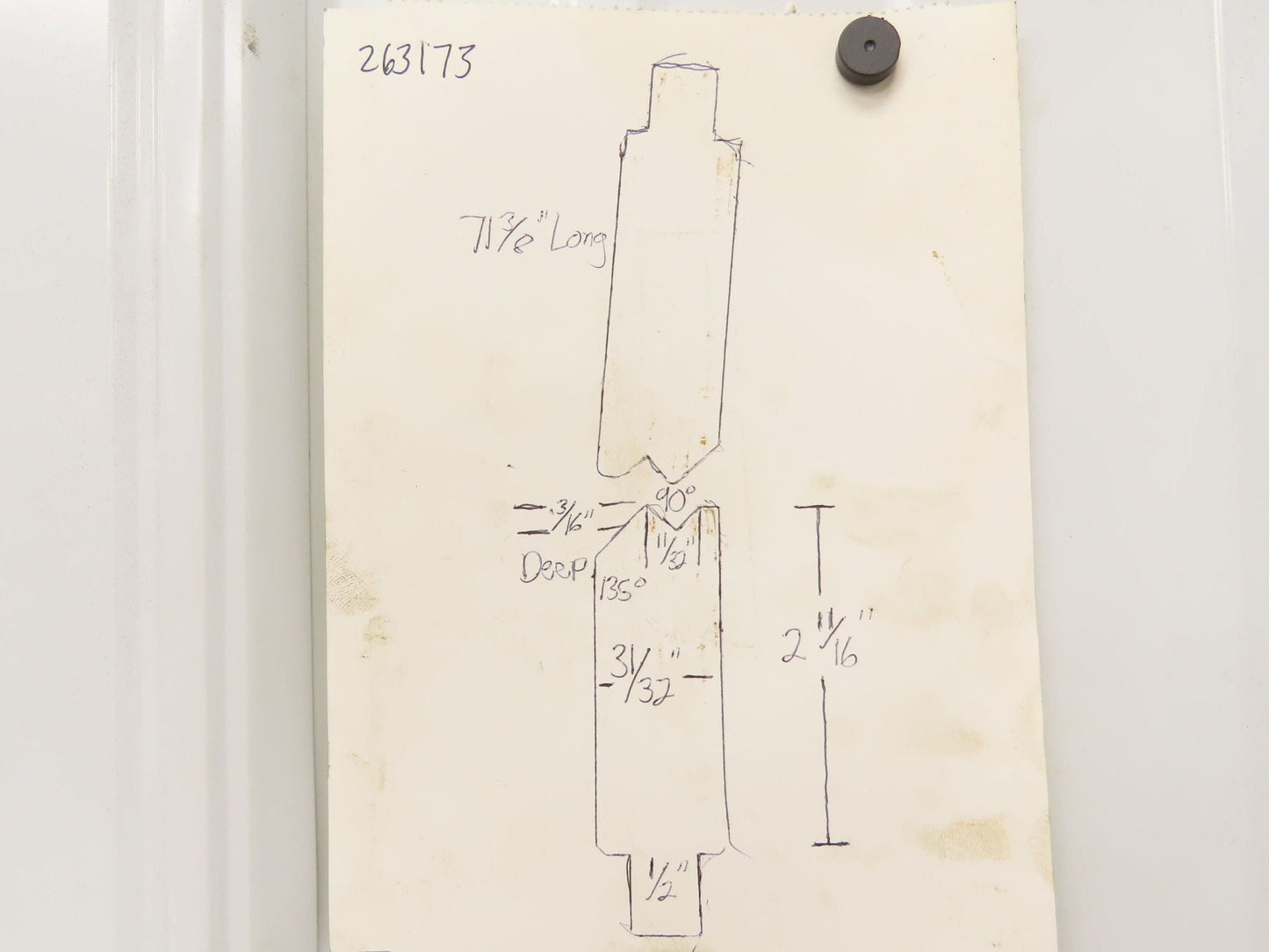 Press Brake Punch Die Set 71-3/8" Long 90° V 1/2" Tang 31/32" W 2-11/16" H
