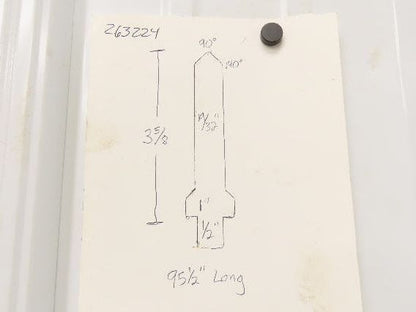 Press Brake Punch Die 95-1/2" Long 90° V 1/2" Tang 19/32" W 3-5/8" H