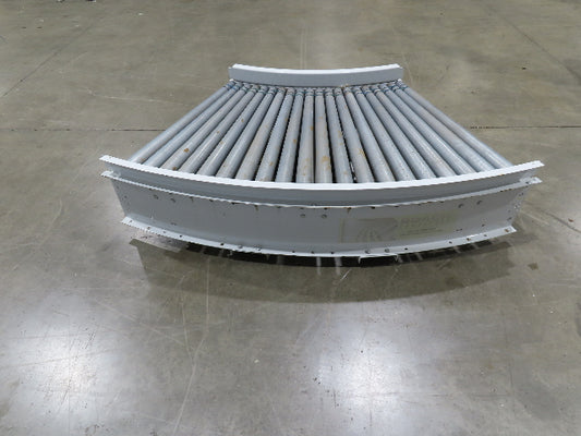 Roach 36"BF x 45° Curve Powered Roller Conveyor 130VDC O-Ring Belt Drive