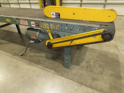 Hytrol 28"x 15'L Slider Bed Conveyor 24" Grip Belt 460V End Drive 34 FPM