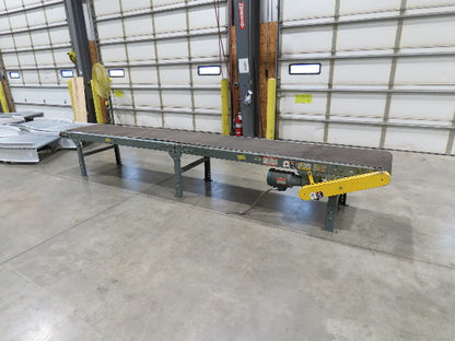 Hytrol 28"x 15'L Slider Bed Conveyor 24" Grip Belt 460V End Drive 34 FPM