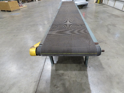 Hytrol 28"x 15'L Slider Bed Conveyor 24" Grip Belt 460V End Drive 34 FPM