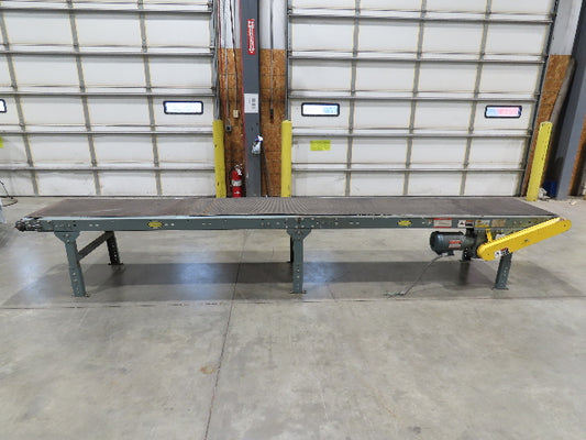 Hytrol 28"x 15'L Slider Bed Conveyor 24" Grip Belt 460V End Drive 34 FPM