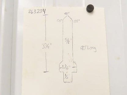 Press Brake Punch Die 90" Long 90° V 5/8" W 3-3/4" H 1/2" Tang