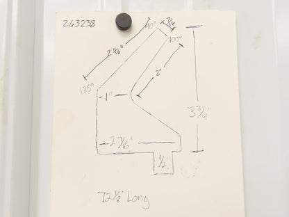 Press Brake Punch Die 72-1/8" Long 90° V 7/16" Finger 2" Return 3-3/4" H