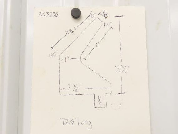 Press Brake Punch Die 72-1/8" Long 90° V 7/16" Finger 2" Return 3-3/4" H