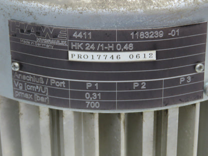 Hawe HK24/1-H0.46 Hydraulic Pump Power Pack Unit 5L Tank .5L/Min 220V 3PH