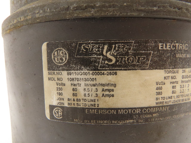 US Motors Shur Stop 108703130001 Electric Brake Kit 230/460V 25 Ft-Lb 213/215T