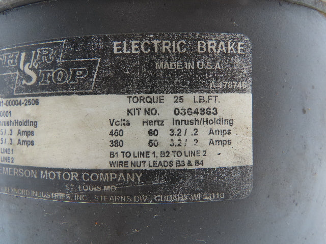US Motors Shur Stop 108703130001 Electric Brake Kit 230/460V 25 Ft-Lb 213/215T
