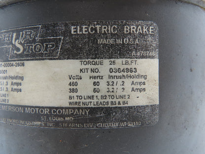 US Motors Shur Stop 108703130001 Electric Brake Kit 230/460V 25 Ft-Lb 213/215T