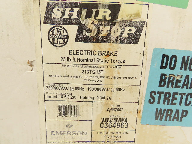 US Motors Shur Stop 108703130001 Electric Brake Kit 230/460V 25 Ft-Lb 213/215T