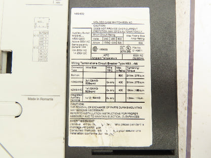 Eaton NS3-600-NA Molded Case Circuit Breaker 600V 10A 3 Pole