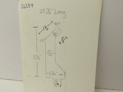Press Brake Punch Die 25-13/16" Long 90° V 3/8" Finger 3-3/4" H 1/2" Tang
