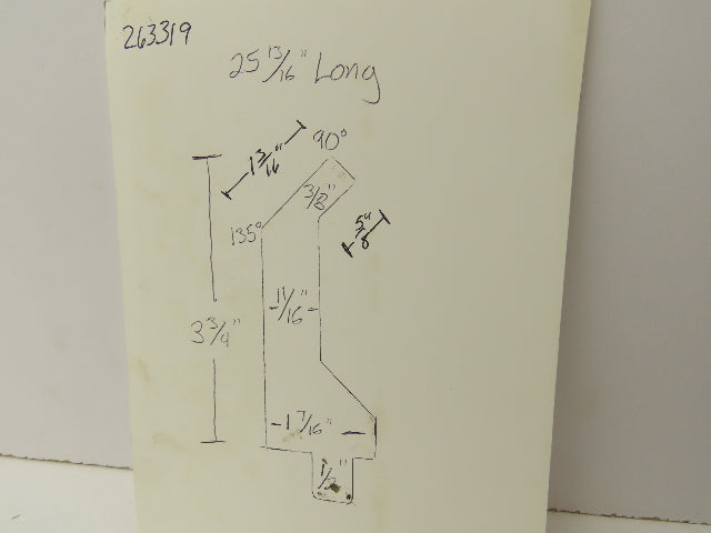 Press Brake Punch Die 25-13/16" Long 90° V 3/8" Finger 3-3/4" H 1/2" Tang