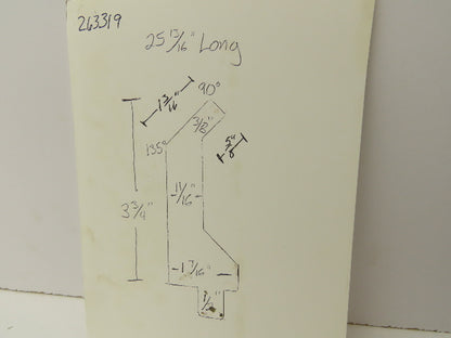 Press Brake Punch Die 25-13/16" Long 90° V 3/8" Finger 3-3/4" H 1/2" Tang
