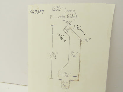 Press Brake Gooseneck Punch Die 13-5/16" Long 90° V 3/8" Finger 3-3/4" H Offset